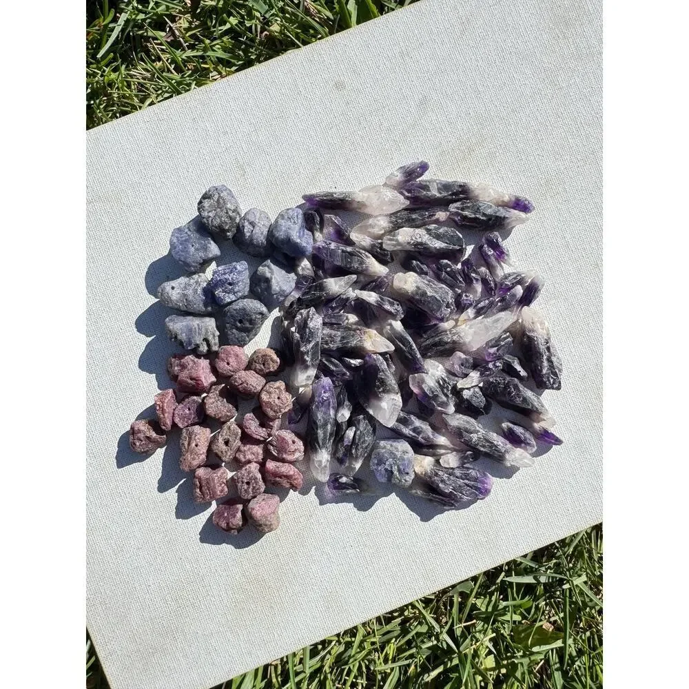 Drilled Gemstone Lot Beads - Tanzanite, Amethyst and Ruby - 260 grams